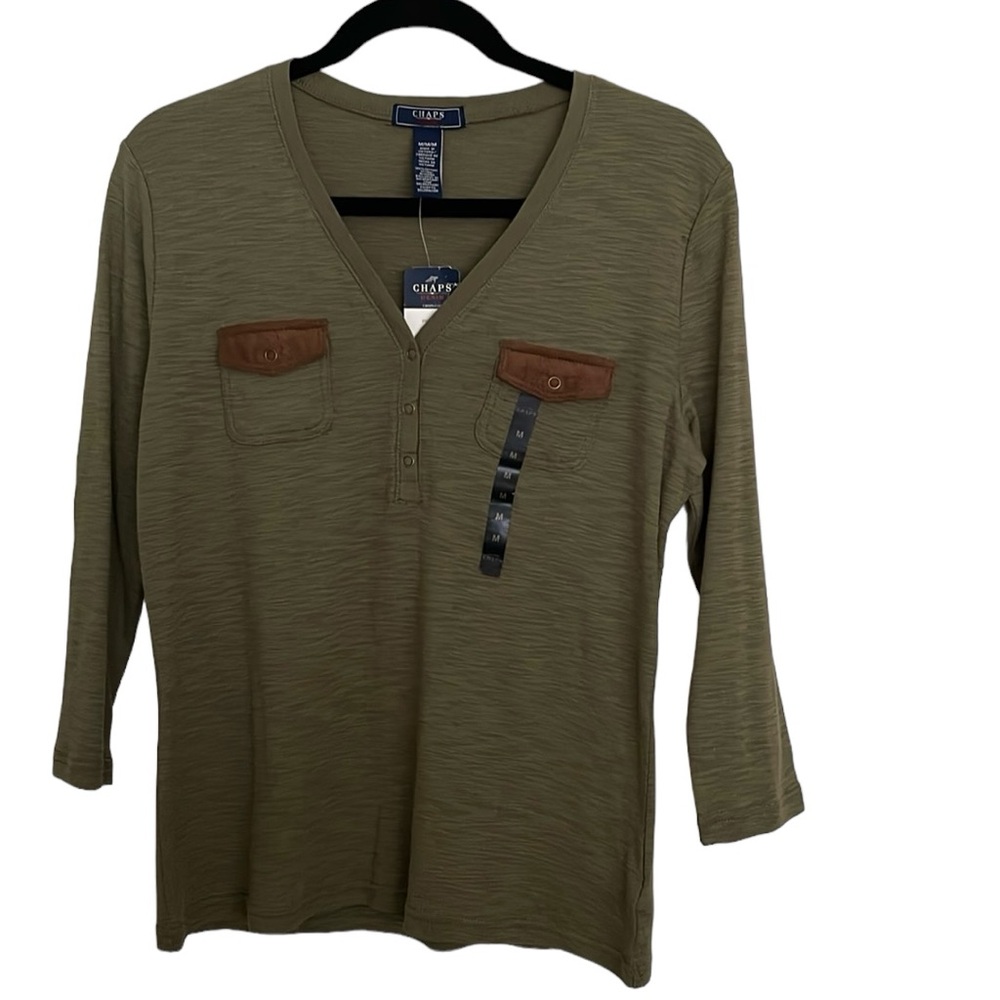 NWT Ralph Lauren army green v neck T shirt